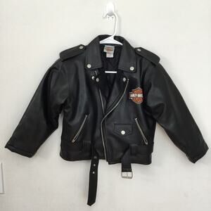 Harley Davidson Quilted Kids Size 7 Jacket Born To Ride Zip Up Back Logo